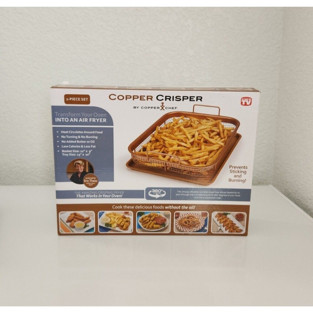 Copper Crisper Non Stick Oven Air Fryer Basket & Tray Set by Copper chef New